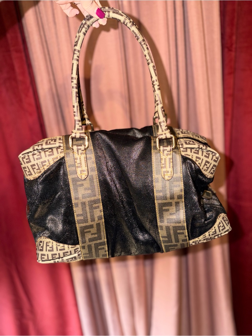 Fendi Boston canvas satchel